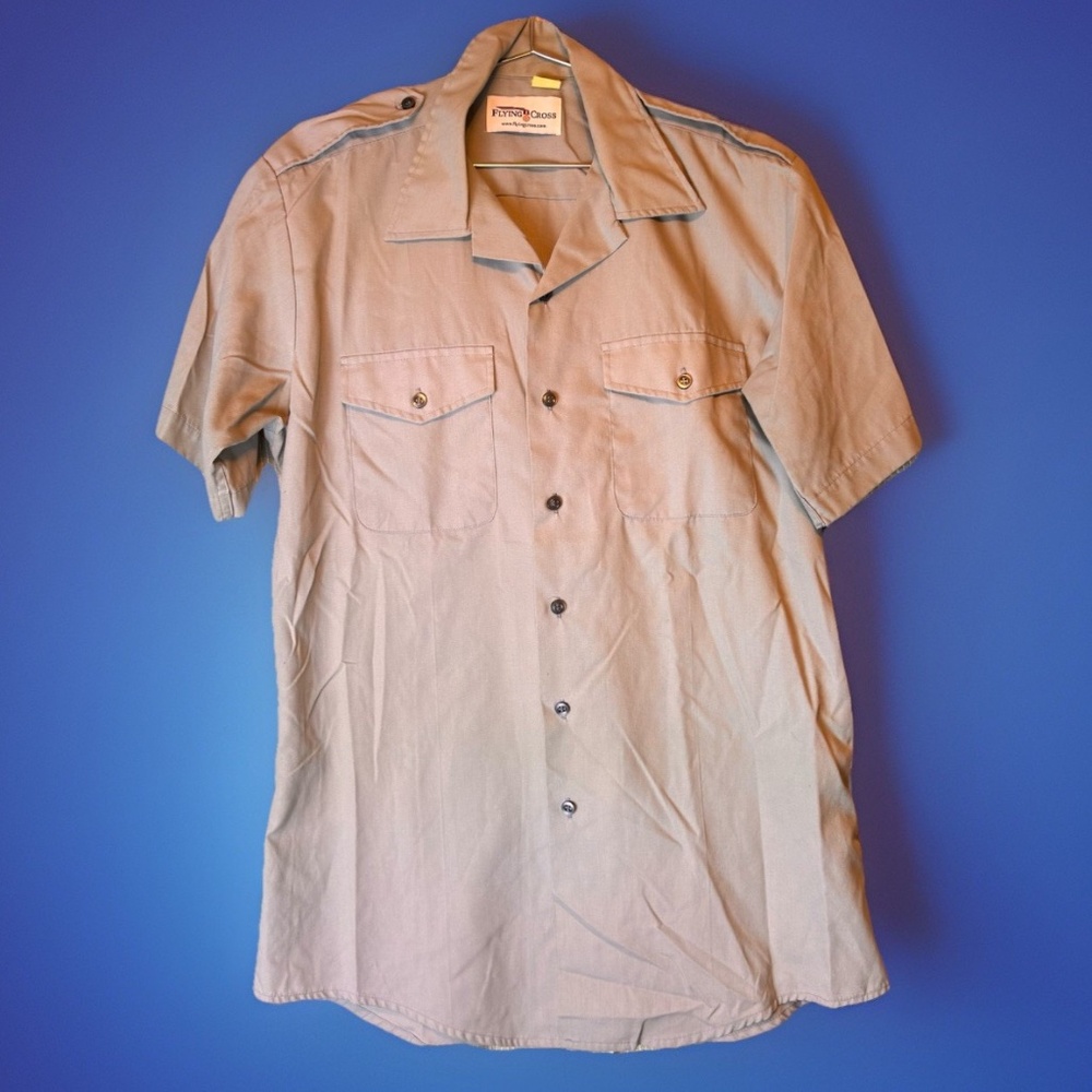 Flying Cross Button Up Short Sleeved Uniform Shirt With Epaulets 16.0